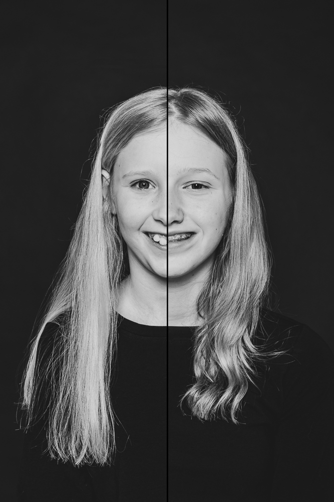 Samengesteld portret zusjes door fotograaf Nickie Fotografie uit Dokkum, Friesland.